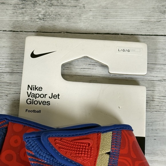 Nike Vapor Jet 8.0 Energy Football Gloves Adult Size L Blue/Red/Gold NWT - Picture 5 of 6